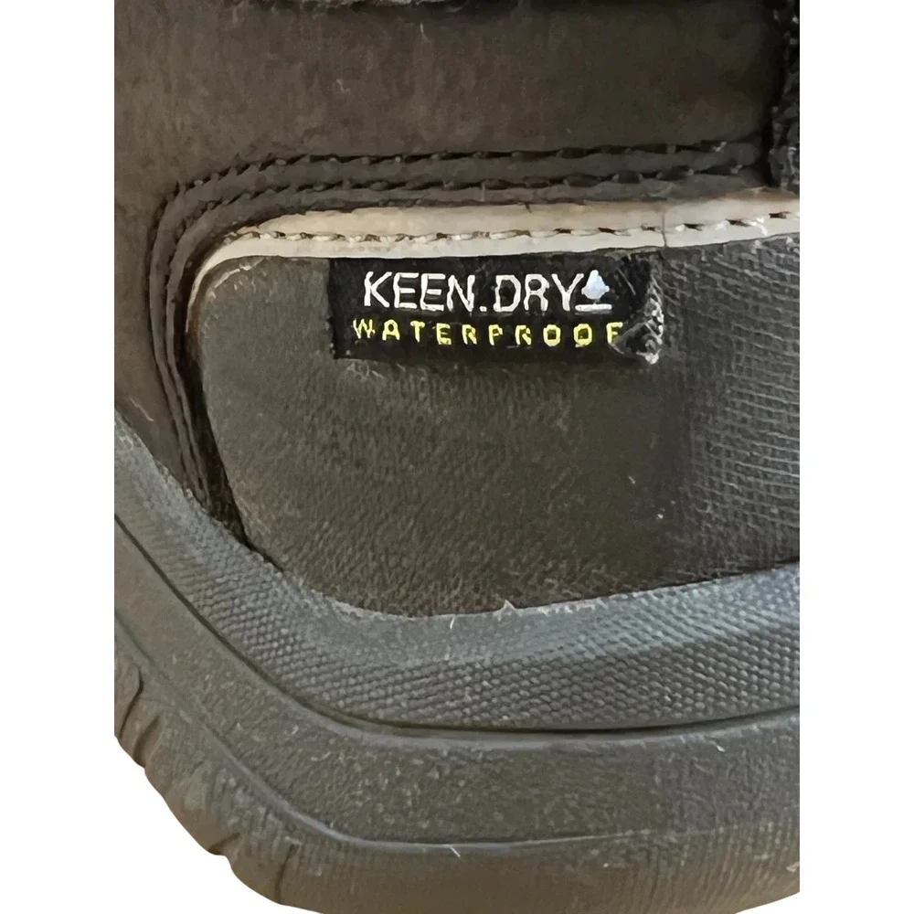 KEEN Kids Hoodoo Waterproof Winter Boots Gray Leather Insulated Hook Loop - Sz 8
